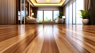 现代明亮客厅的木质地板