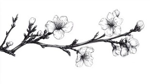 手绘杏花枝