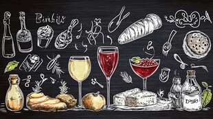 美食美酒手绘插画展示