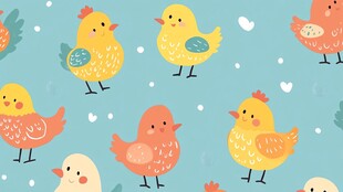 可爱小鸡图案 清新卡通风格