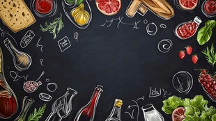 美食食材环绕的创意背景