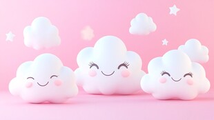 可爱云朵玩偶 粉色梦幻场景