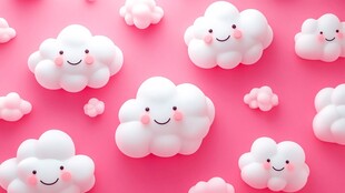 粉色背景上的可爱云朵摆件