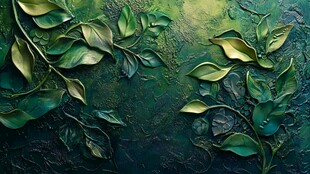 立体绿叶纹理艺术背景图