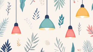 清新绿植吊灯装饰图案