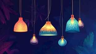 多彩吊灯营造梦幻氛围