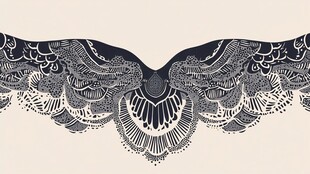 复古花纹对称翅膀图案