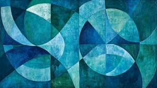 蓝绿色几何抽象艺术图案