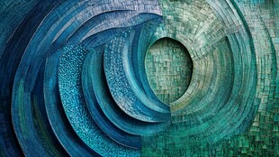 蓝色渐变环形抽象艺术图案