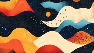 梦幻波浪星空抽象艺术图