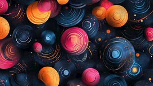 梦幻多彩星球抽象艺术图景