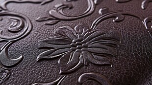 深棕色皮革花纹特写
