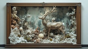 鹿的奇幻自然景观标本