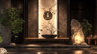 中式禅意庭院静谧景观