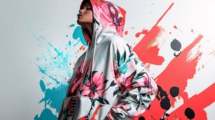 潮流印花连帽衫时尚展示