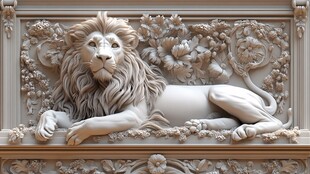 精致雄狮浮雕艺术作品