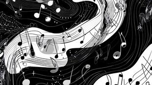 黑白音符流动的音乐幻想