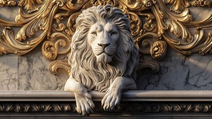 古典雄狮雕塑 奢华背景装饰