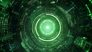 科技感绿色数字能量光环