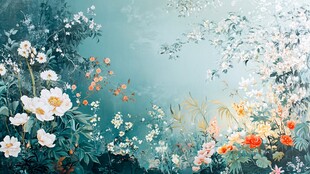 梦幻花卉绿意盎然风景