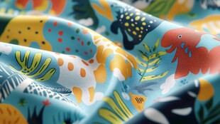 多彩恐龙图案的柔软布料