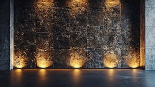 石墙灯光营造静谧空间