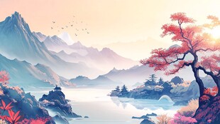 秋日山水诗意美景