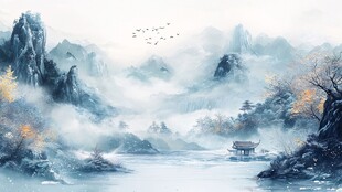 水墨山水间的诗意景致