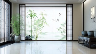 中式雅致客厅 诗意竹景