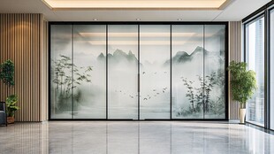 中式山水屏风 雅致空间美学