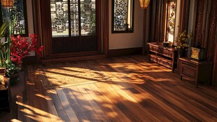 中式客厅 阳光洒落木质空间