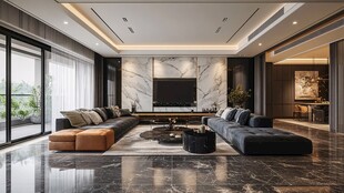 现代轻奢风豪华客厅设计