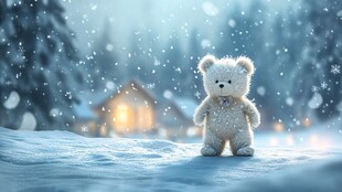 雪地中的孤独小熊