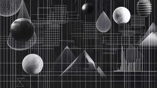 黑白几何星球抽象艺术图