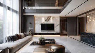 现代简约风豪华双层客厅