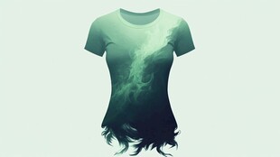 渐变绿图案时尚T恤