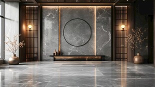 现代轻奢风大理石玄关设计