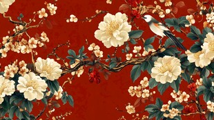 红梅白鸟图 中式典雅风