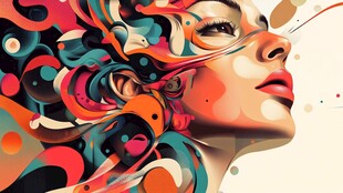 梦幻多彩抽象女性头像