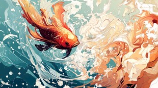 灵动金鱼畅游梦幻水世界