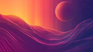 梦幻星球下的绚丽波纹景观