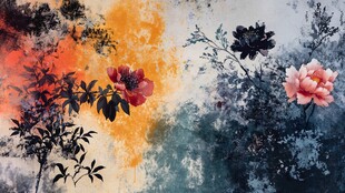 水墨花卉抽象艺术画作