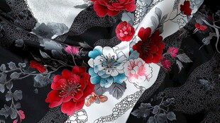 中式花卉图案精美丝绸