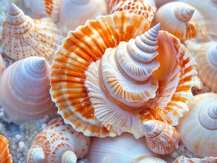 多彩海螺汇聚的海洋之美