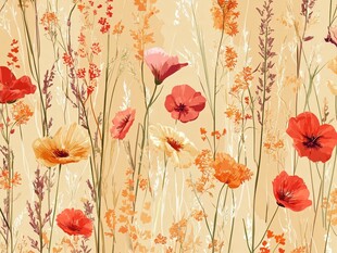 田园风花卉无缝图案背景