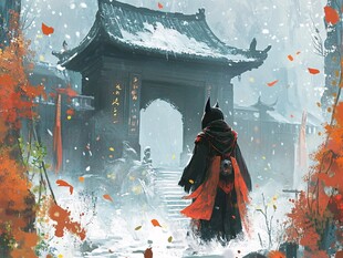 雪天侠客行于古风门庭