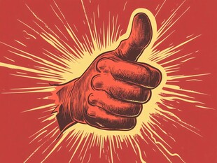 点赞手势 复古风格插画