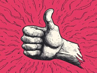 手绘大拇指点赞图案