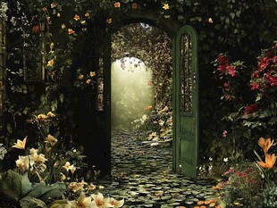 梦幻花园的神秘绿色之门