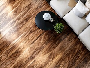 简约客厅木地板与沙发一角